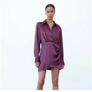 Zara Satin Effect Purple Mini Dress